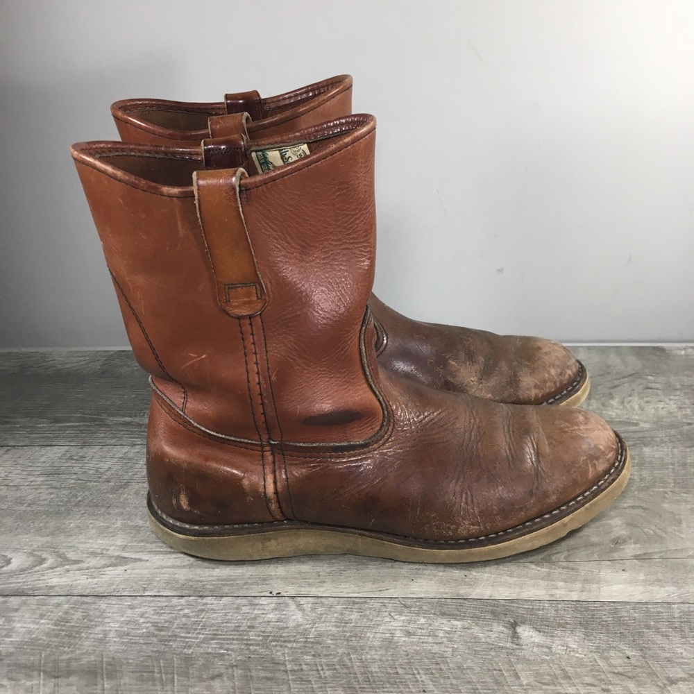 Vintage Red Wing Irish Setter 866 Pull On Leather Work Men Traction Tred Boots 9